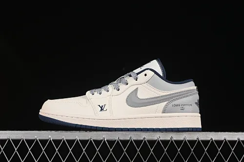 All categories Air Jordan Jordan series basketball shoes Air Jordan 1 Low High-end customized low-top sneakers Air Jordan 1 Low AJ1 Joe 1 LV co-branded ash three-dimensional hook High-end customized low-top retro basketball shoes XS6086-557